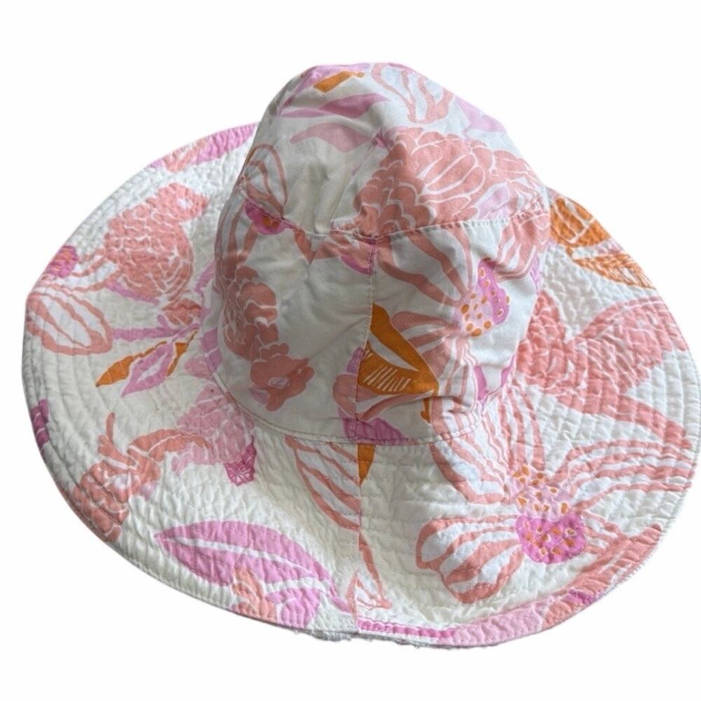 Vintage Lilly Pulitzer Bucket Hat Pink Orange Cockatoo Terry Lined Resort - Picture 13 of 13